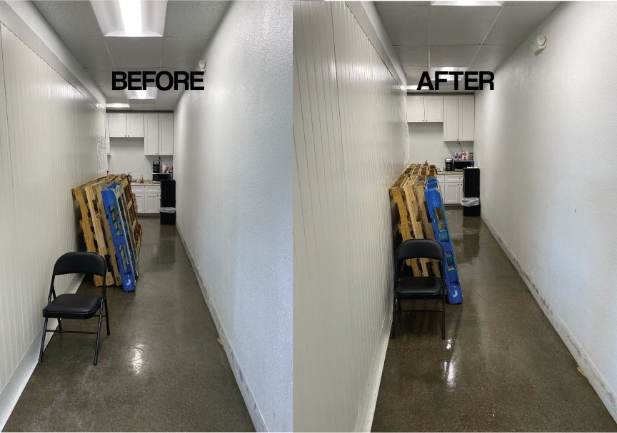 Hallway before and after cleaning