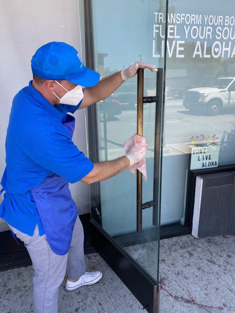 Cleaning entrance doors and handles