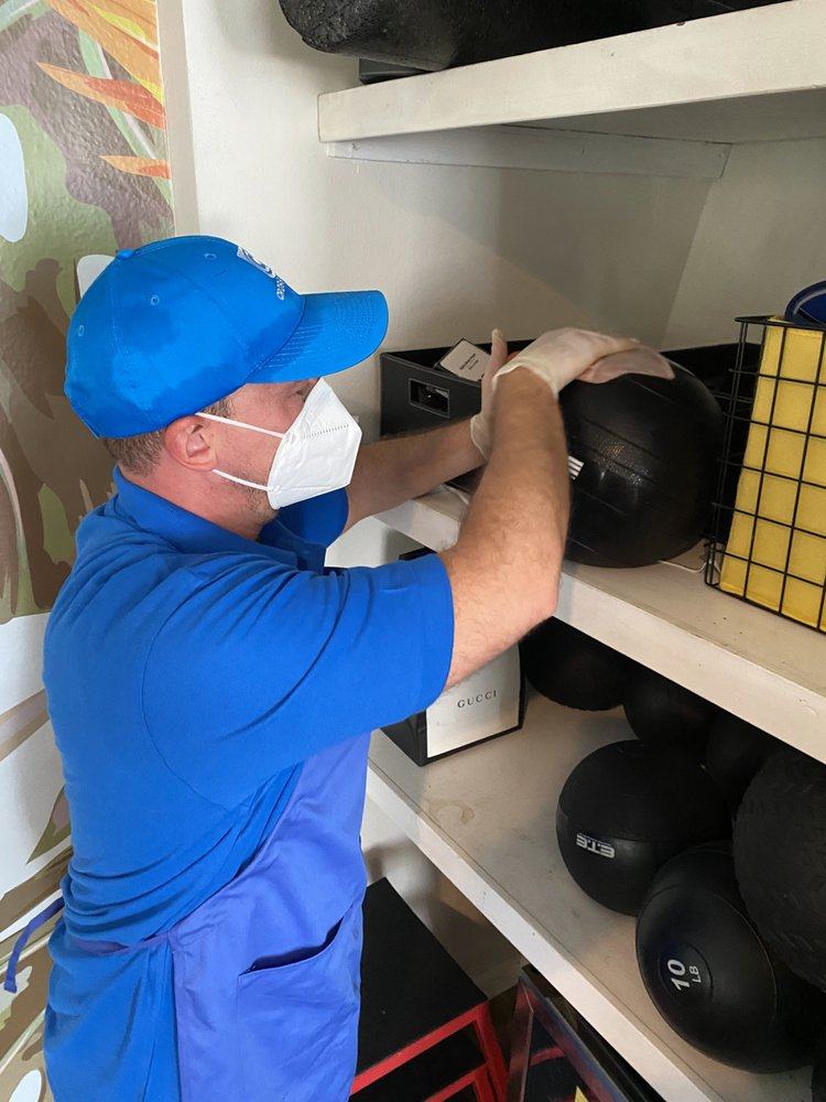 Cleaning gym equipment